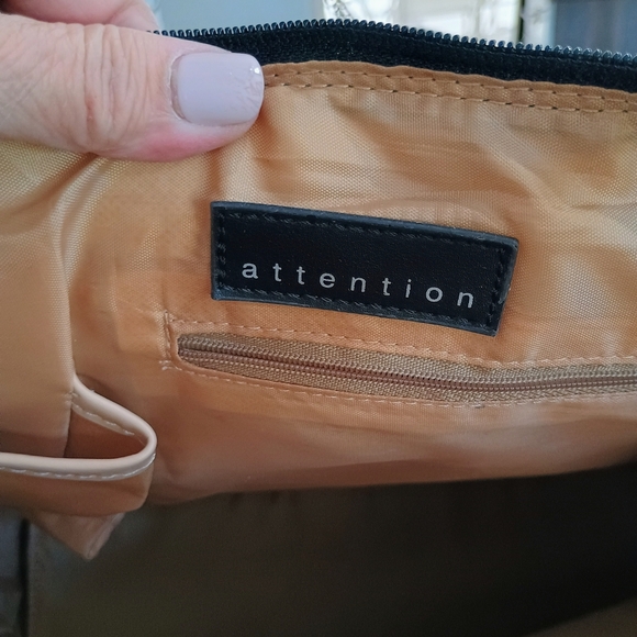 Attention Black Croc-Embossed Tote with Cream Straps - Picture 6 of 7